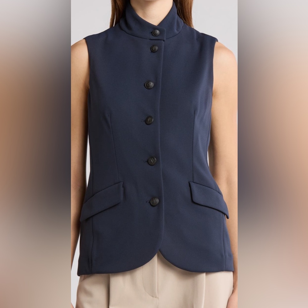 Sleeveless Navy Stand-Collar Button Vest
Rag&Bone